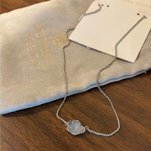 Kendra Scott Silver Necklace with Light Gray Pendant